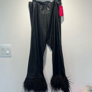 Commando Faux leather pants with feather